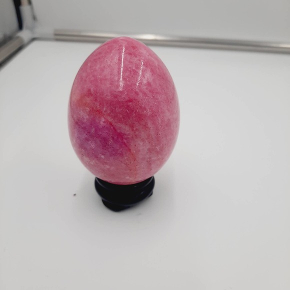 Vtg Pink Sparkle Dk Veins Alabaster Marble Stone  Egg Decorative Easter Spring - Picture 4 of 6